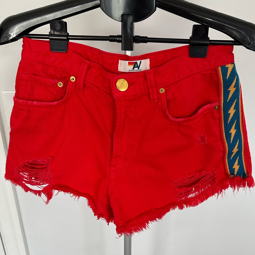 AVIATOR NATION RED BOLT SHORTS SIZE 28 denim jeans